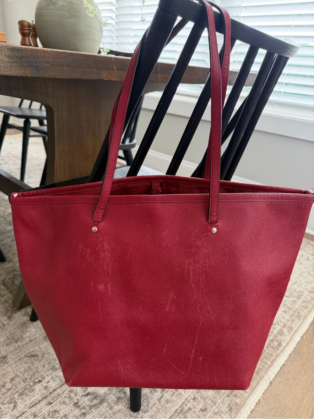 Vintage Coach Red Cross Grain Leather Tote with Gold Logo Accent - Picture 2 of 3